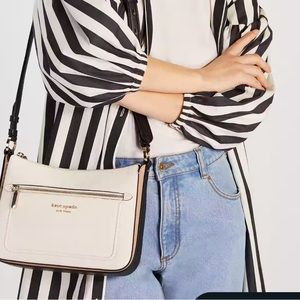 Kate Spade Hudson Colorblocked Medium Crossbody Parchment Handbag Purse